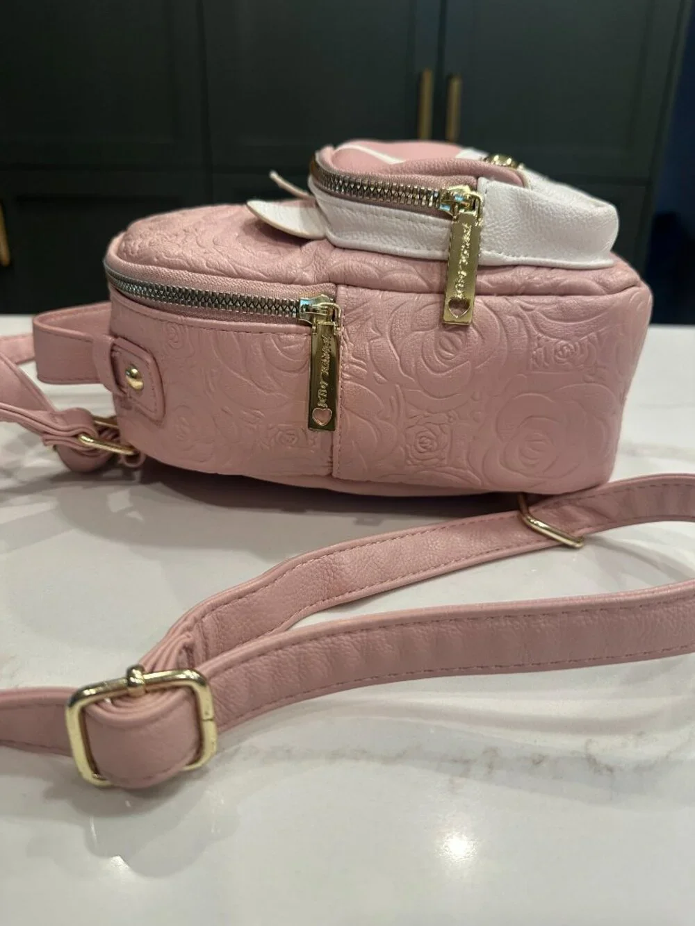 Betsey Johnson Frenchie Quilted Pink Mini Backpack